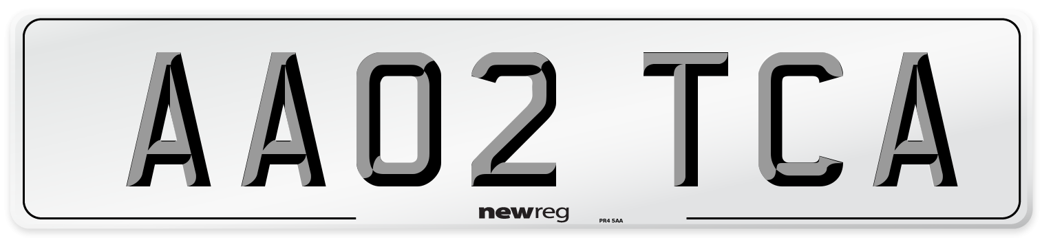 AA02 TCA Number Plate from New Reg